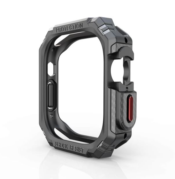CMR APPLE WATCH KARBON FİBER KILIF 44MM SİYAH KIRMIZI TUŞ