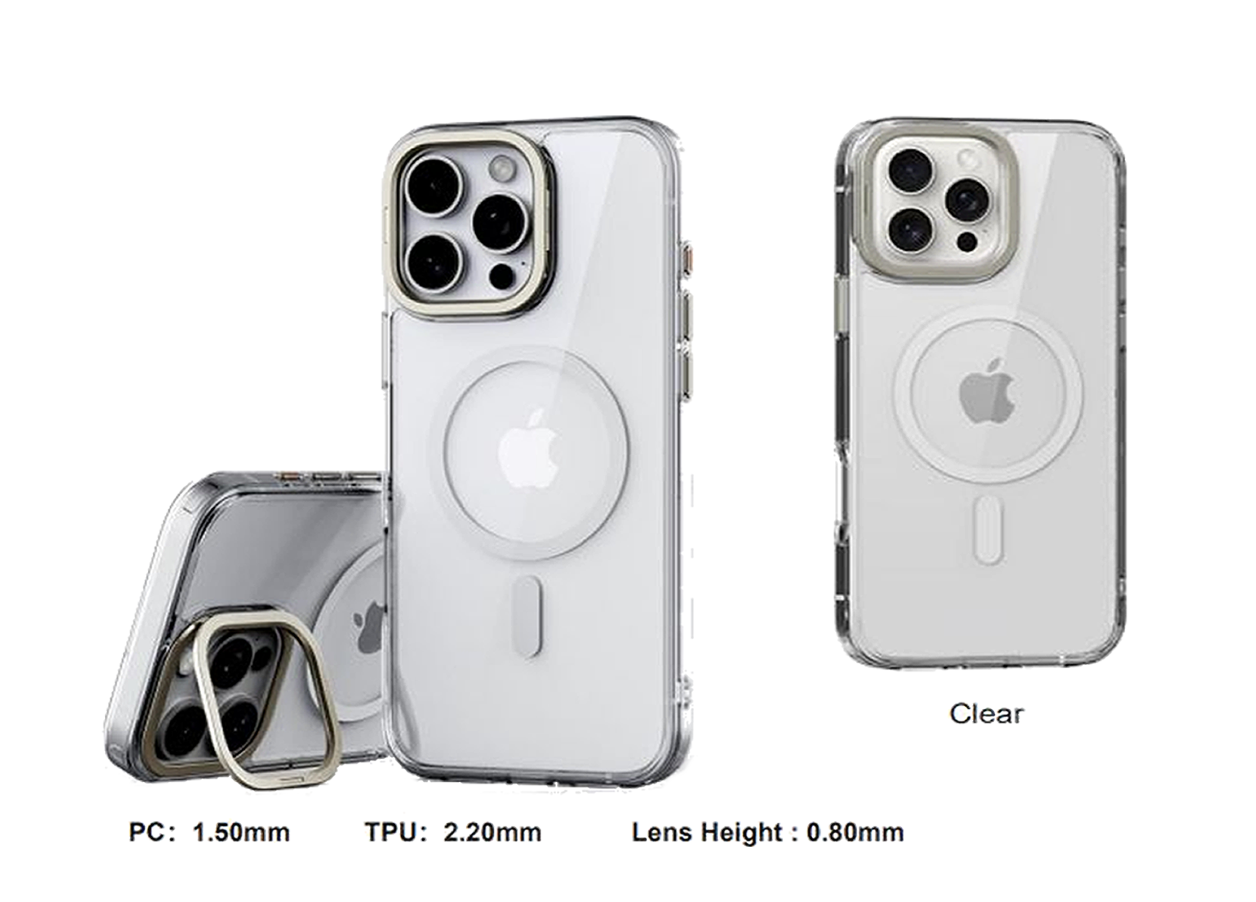 OTTOTECH Crystal Case With Lens Ring Holder IPHONE 16 CLEAR