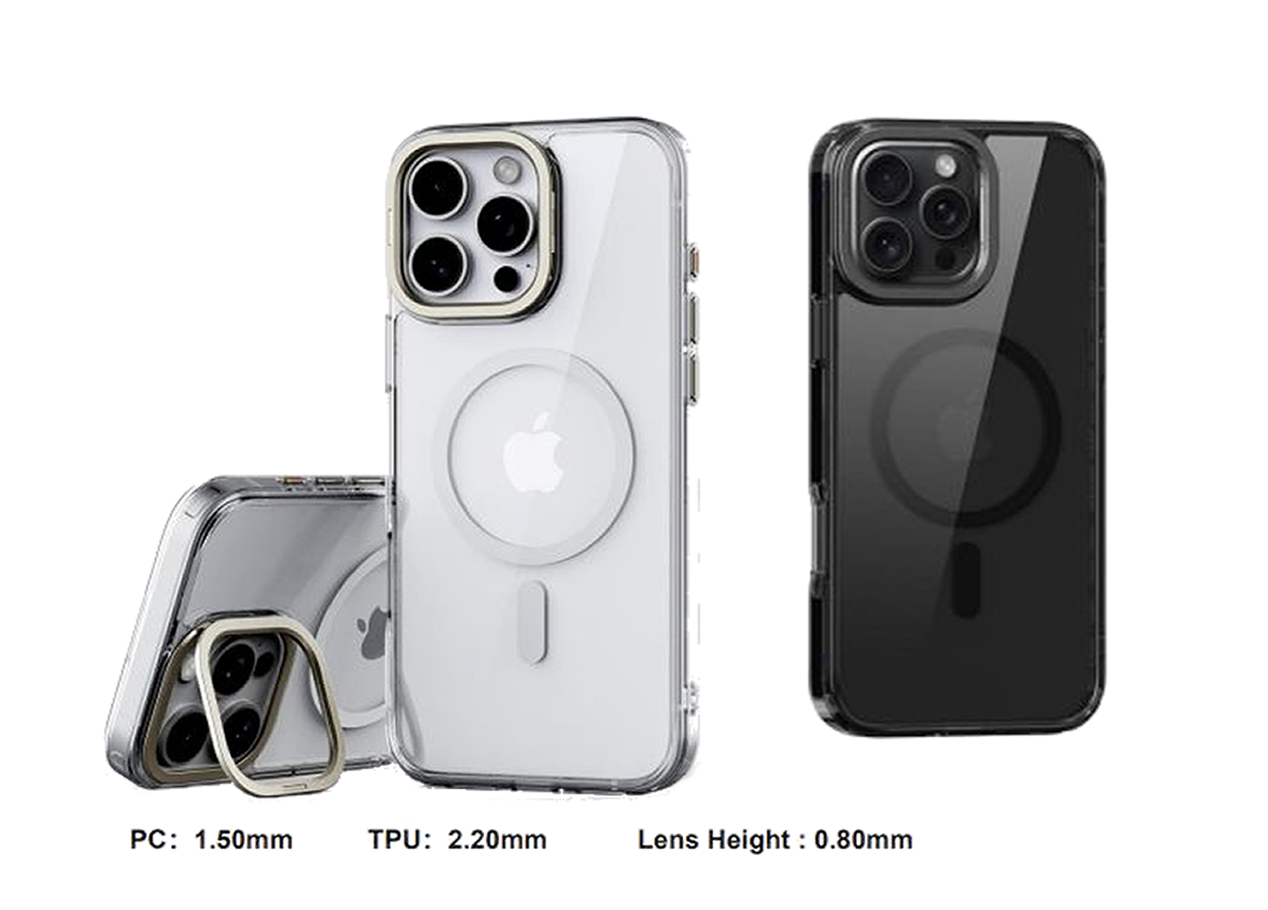 OTTOTECH Crystal Case With Lens Ring Holder IPHONE 16 PLUS BLACK