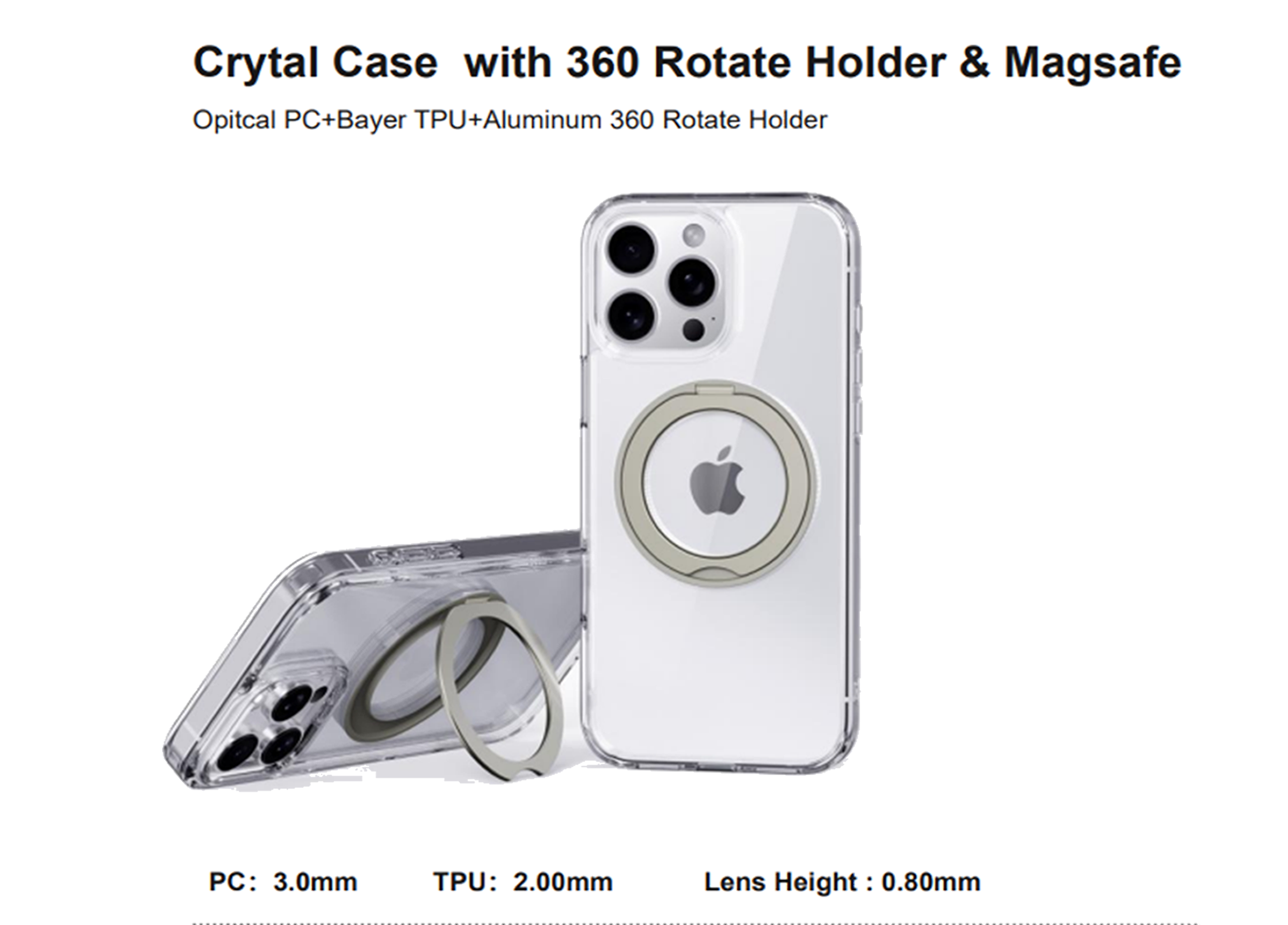 OTTOTECH Crystal Case With Magsafe Holder Iph 16 PLUS CLEAR