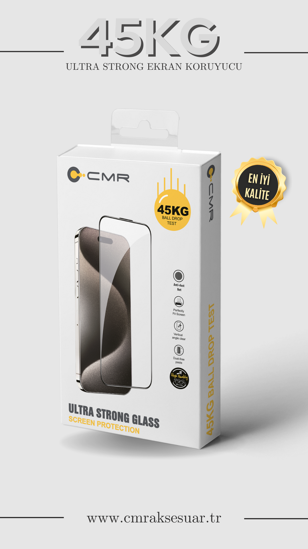 CMR 45KG ULTRA STRONG EKRAN KORUYUCU IPHONE 15 PRO
